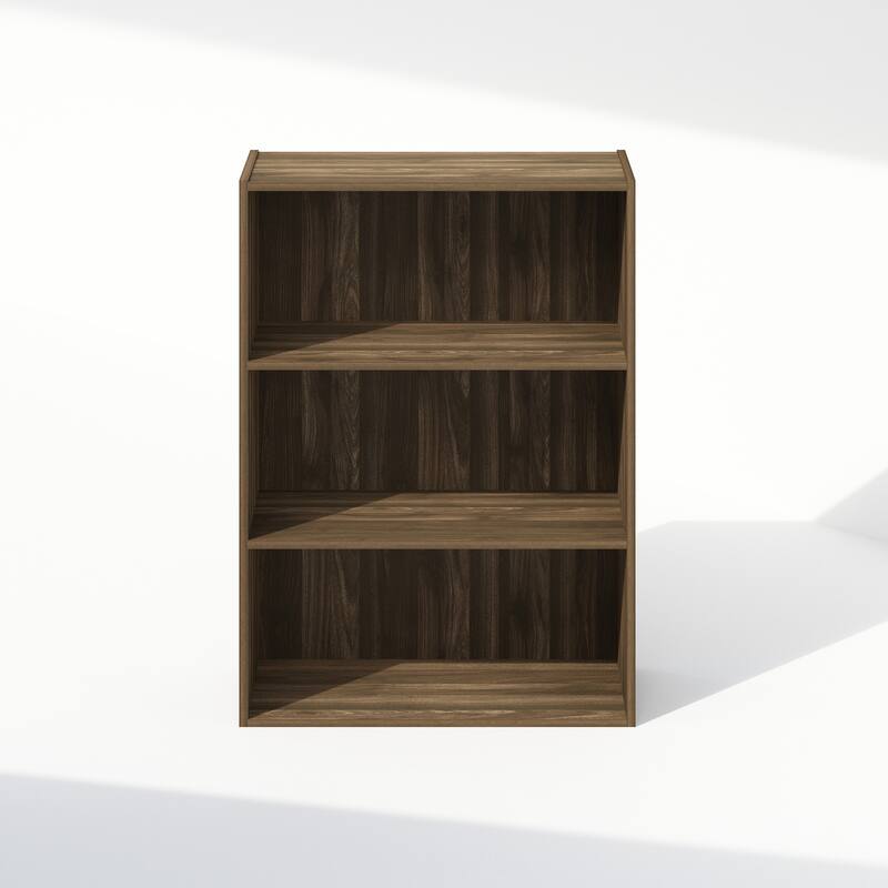 31.5 in. Tall Walnut Wood 3-Shelf Bookcase