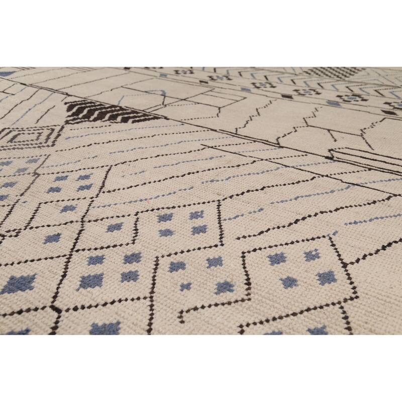 Geometric Trellis Moroccan Area Rug Handmade Wool Carpet - 9'0"x 12'5"