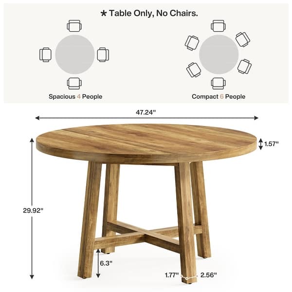 Round Dining Table, 47-Inch Wood Dining Room Table - Bed Bath & Beyond ...