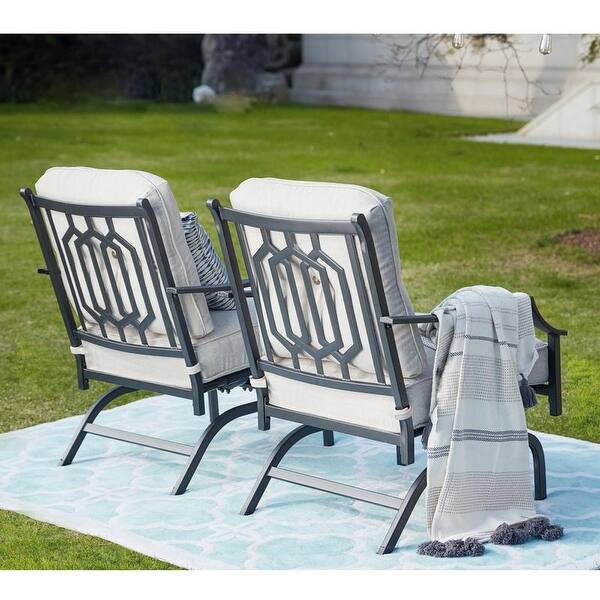 Patio Festival Outdoor Metal Rocking-Motion Chair with Cushions (2-Pack)