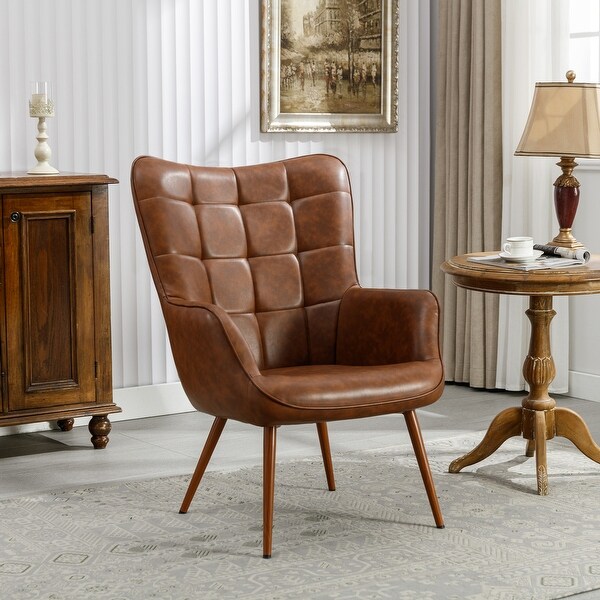 Leather button chair discount