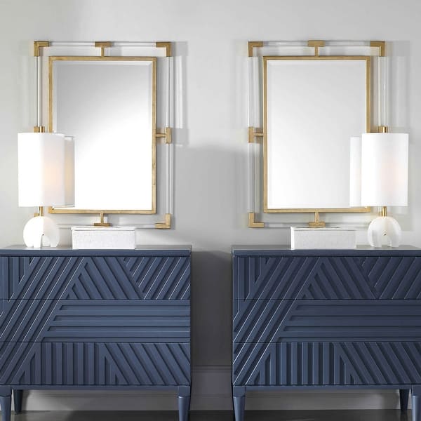 slide 2 of 4, Uttermost Balkan Urban Modern Bathroom Mirror with Acrylic and Gold Gold Leaf