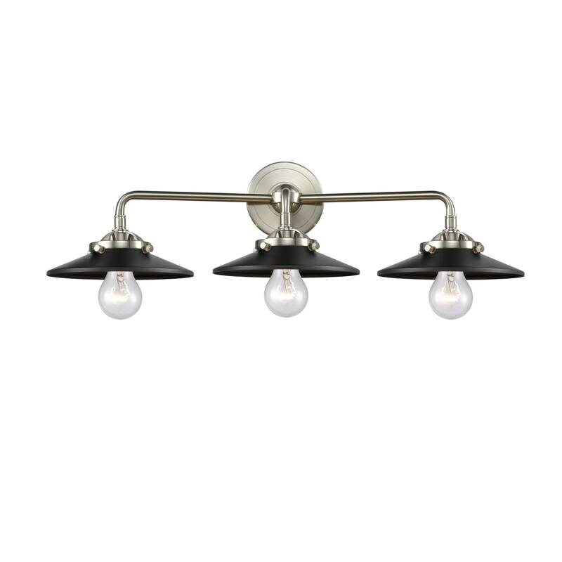 Innovations Lighting Railroad 3 Light 26" Wide Bathroom Vanity Light - Brushed Satin Nickel / Matte Black