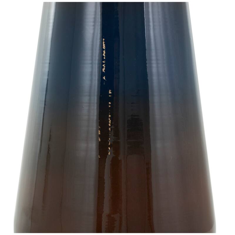 Blue Metal Ombre Vase with Brown Accents