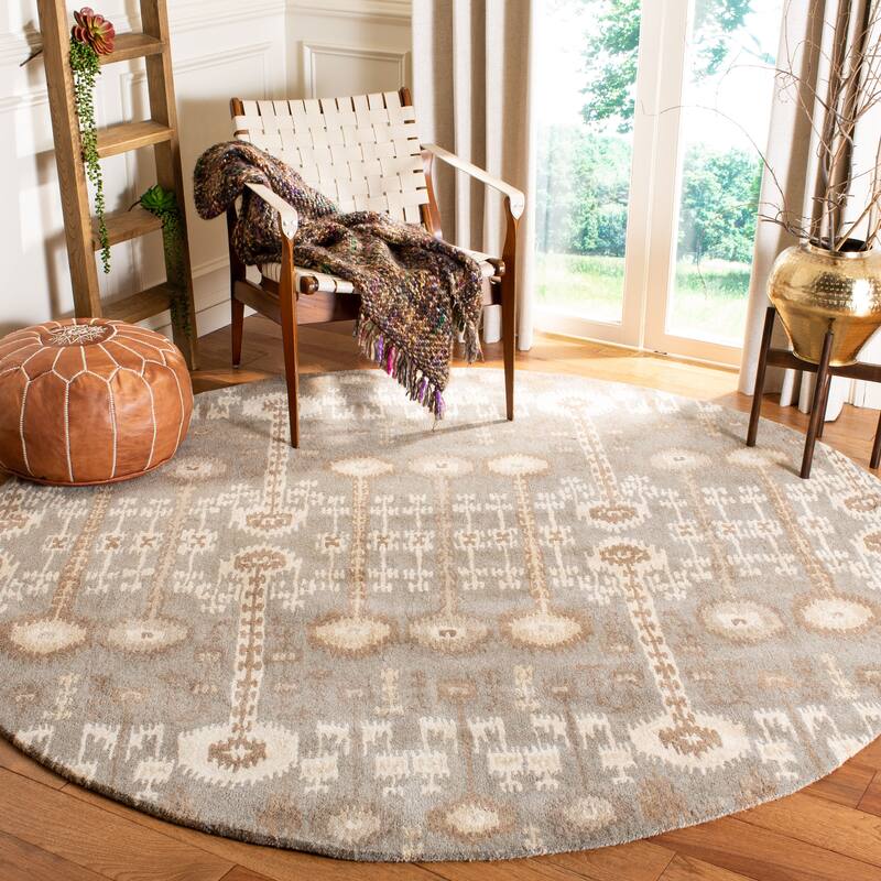 SAFAVIEH Handmade Wyndham Linette Modern Wool Rug - 7' Round - Natural/Multi