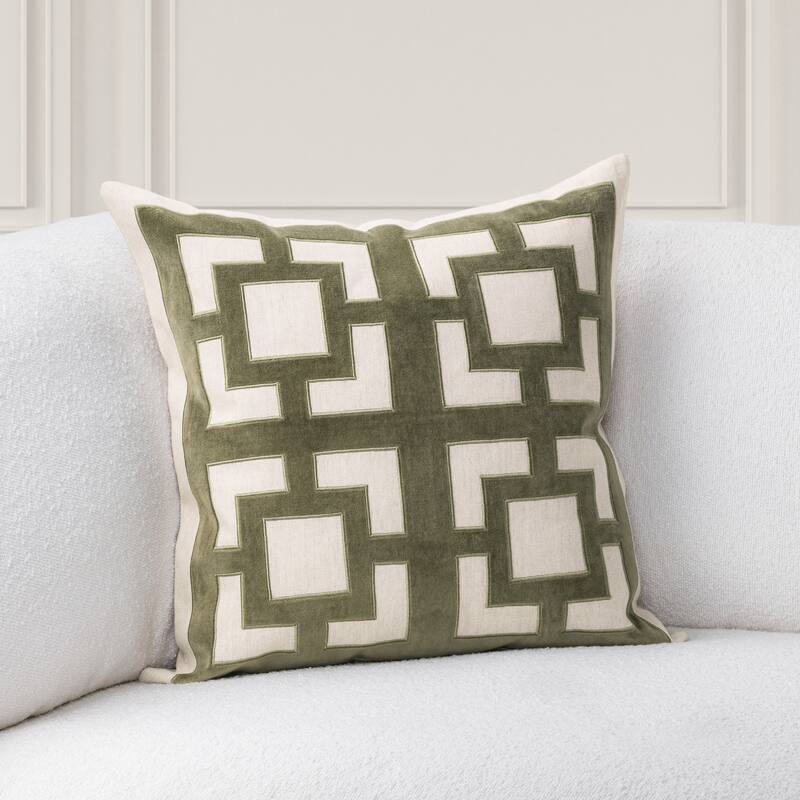 Villa by Classic Home Corbin Cotton Blend Throw Pillow - 22x22 - Olive Green
