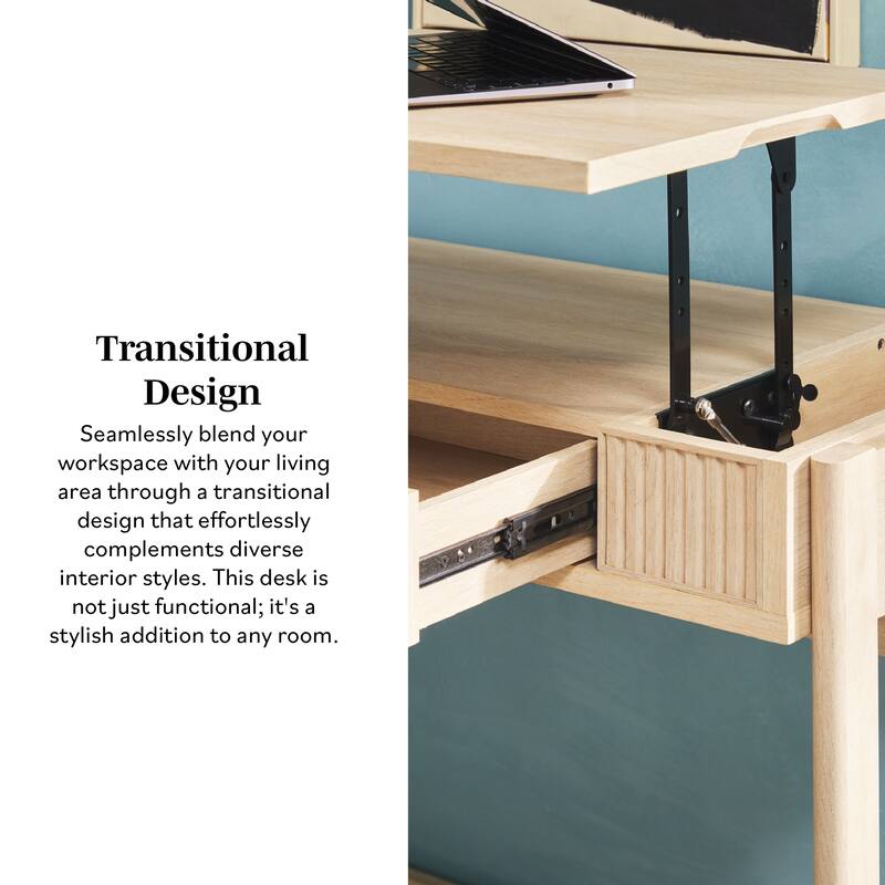 Middlebrook Designs Reeded Lift-Top Desk with Drawer