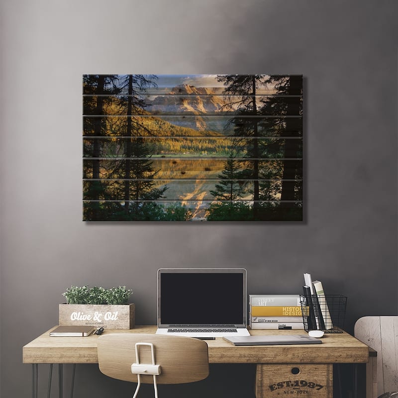 Mt Moran And String Lake, Grand Teton National Park, Wyoming Print On Wood by Tim Fitzharris - Multi-Color