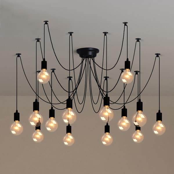 slide 2 of 15, Bella Depot Modern Industrial Edison Lighting Adjustable Spider Light Cluster Chandelier.
