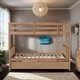 preview thumbnail 2 of 9, Stylish Full Over Full Rubber Wood Bunk Bed with Trundle, Ladder and Guardrails, Convertible to 2 Full Size Beds, White Oak