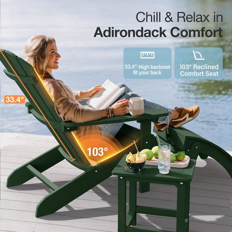 WINSOON All Weather HIPS Outdoor Plastic Adirondack Chairs Set of 4