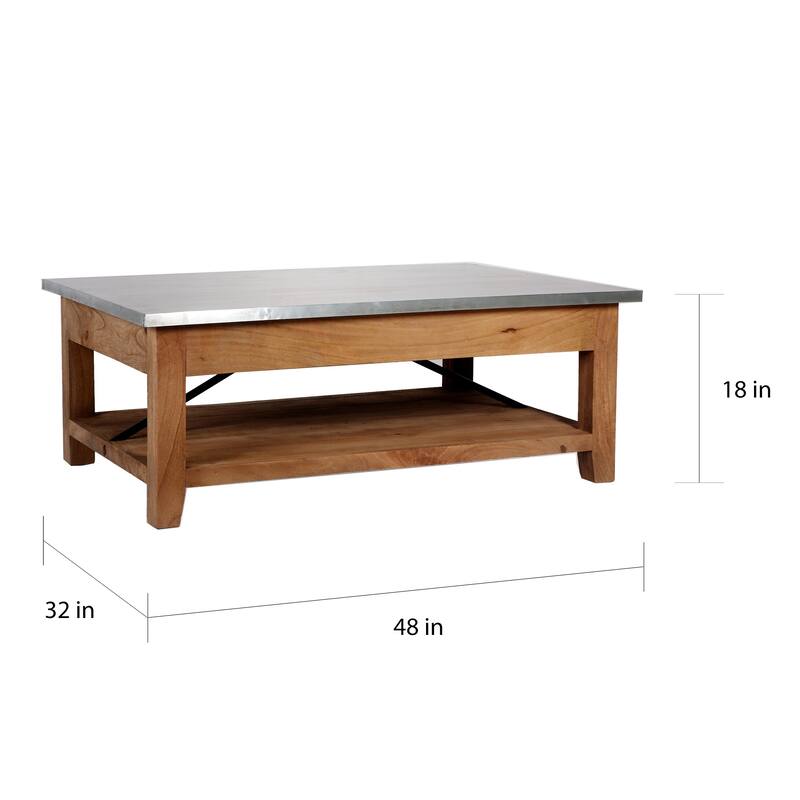 Carbon Loft Blitz Wood and Zinc Metal 48-inch Coffee Table with Shelf