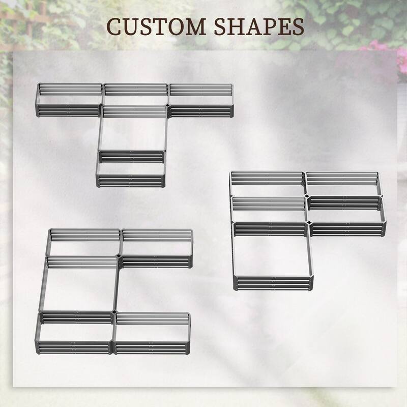 Outsunny 8 x 8' Raised Garden Bed Set, 5 Large Steel Flower Planters for Outdoor Plants, Easy Assembly