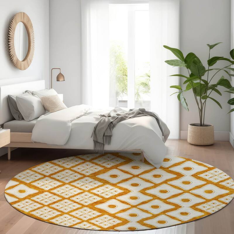 Machine Washable Indoor/ Outdoor Chantille Diamond Geo Rug