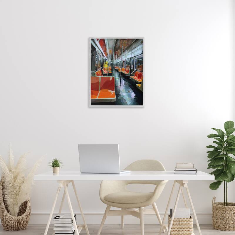 Stupell Bird Character in Subway Train Framed Giclee Art Design By Keith Thomson