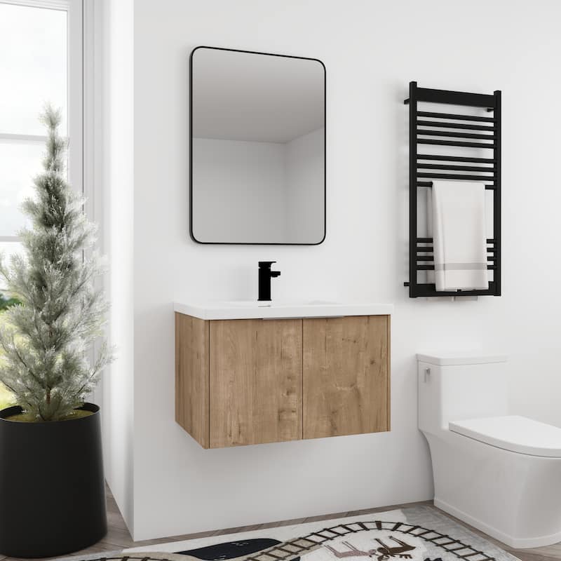 BNK 24"/30"/36" Single Sink Bathroom Vanity with Soft Close Door, Modern Floating Vanity