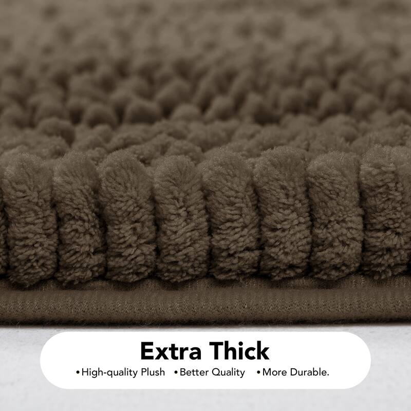 Deconovo Non Slip Chenille Striped Bath Mat Soft Durable