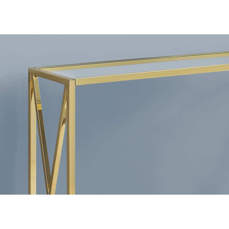 42" Minimalist Glass and Gold Console Table for Living Room Modern Accent Furniture Piece - 42.25”L x 12”W x 32.25”H