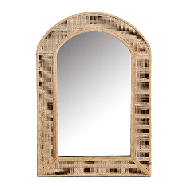 Delara Boho Arch Rattan Wall Mirror - 36"H x 24"W x 1.5"D