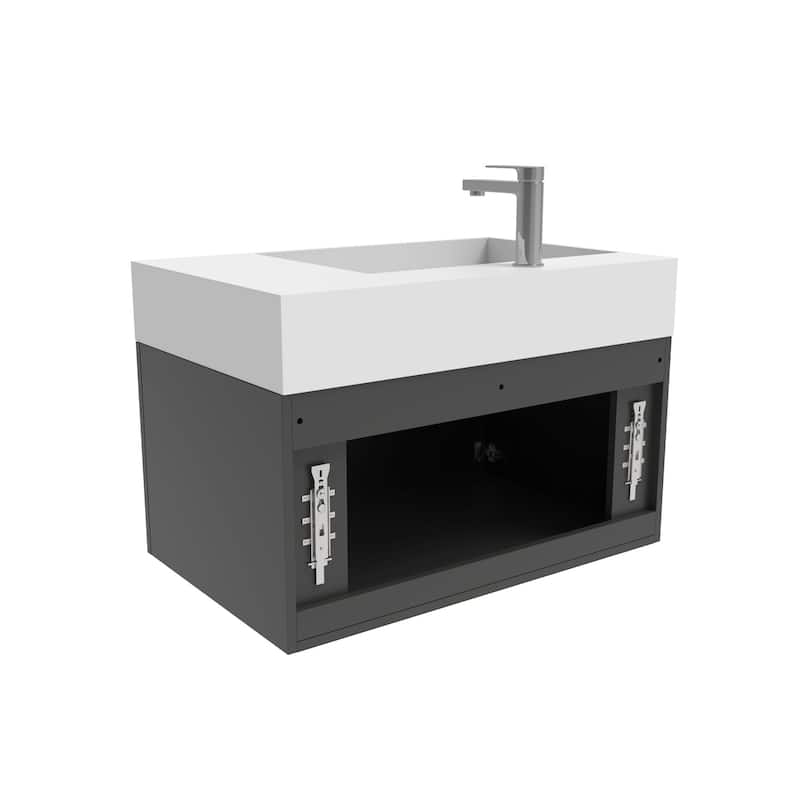 Amazon 30" Wall Mounted Bathroom Left Basin Vanity Set w/ White Top