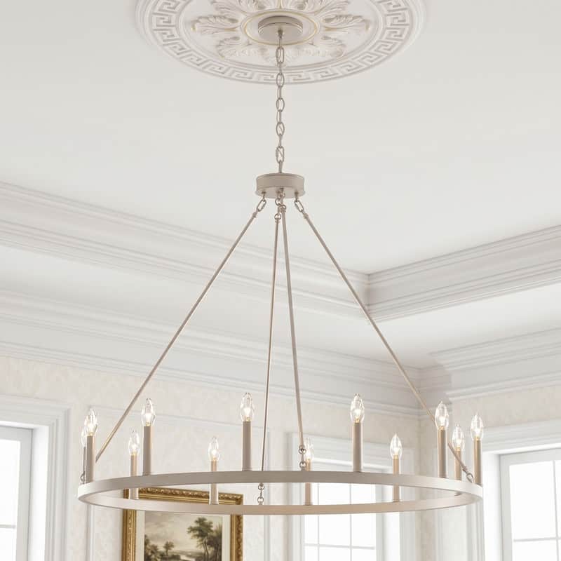 Acroma 12-light Farmhouse 40In Wagon Wheel Chandelier with UL - 40'' D x 138'' H