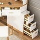 preview thumbnail 11 of 14, Modern Corner Makeup Vanity Table with LED Lighted Mirror, Vanity Desk with 5 Drawers and Stool, Piano Finish