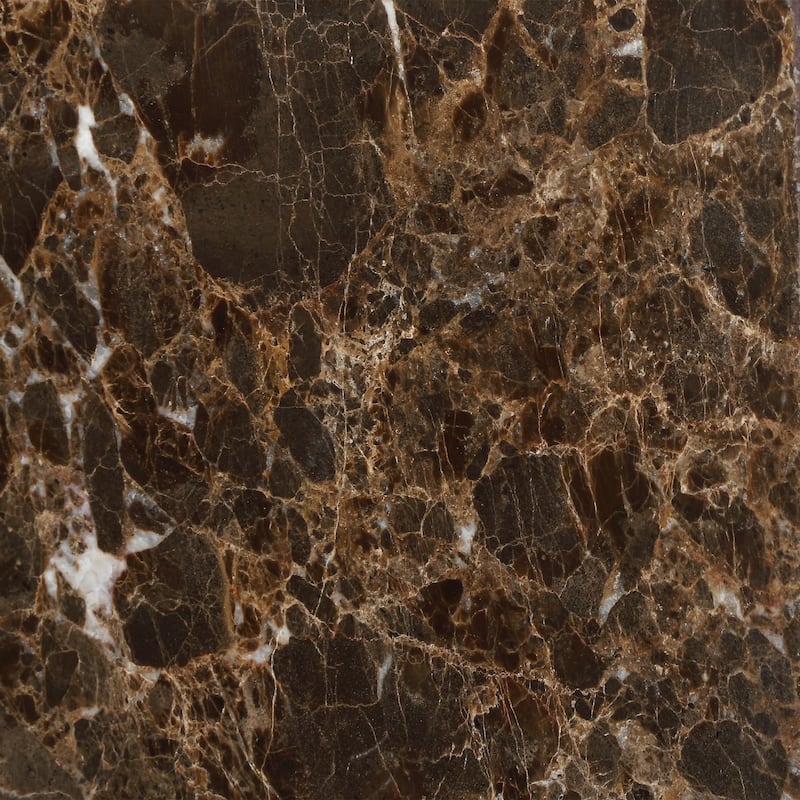 Glossy Marble Tapered End Table - 22.75" - Brown