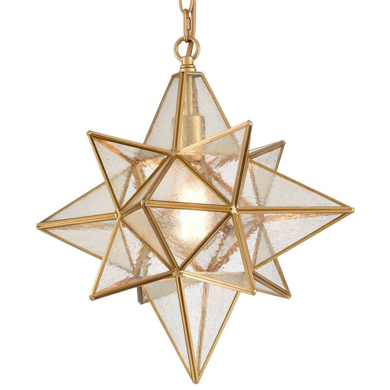 Monaco Moravian Star Pendant / Chandelier Seeded Glass Shade 16 Inches