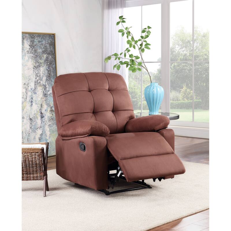Contemporary Plush Microfiber Motion Recliner Chair with Manual Motion, Plush Armrest