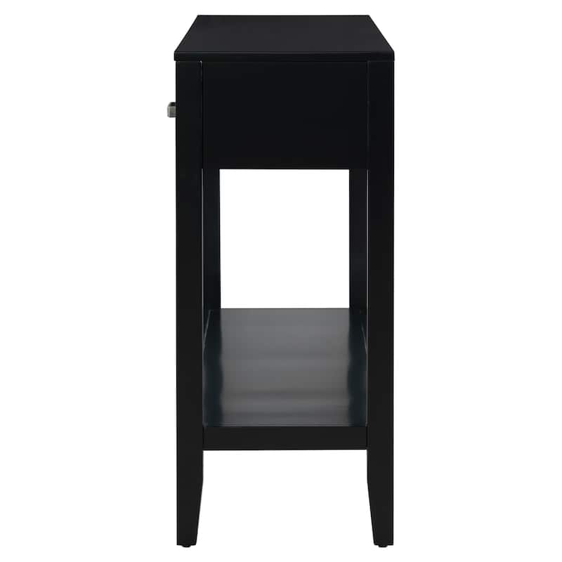 62.2'' Entryway Table, Minimalist Sofa Table with 3 Drawers, Painted Console Table with Bottom Shelf and Iron Handles