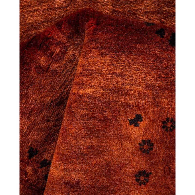 Overton Hand Knotted Wool Vintage Inspired Modern Contemporary Overdyed Brown Area Rug - 3' 2" x 5' 7"