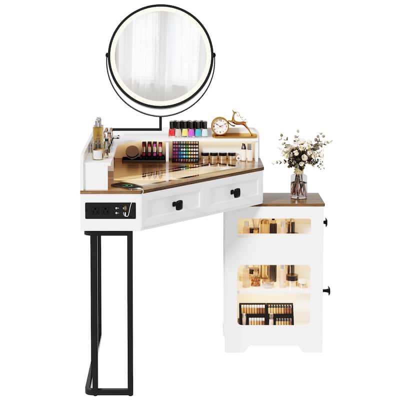 Corner Makeup Vanity With Mirror