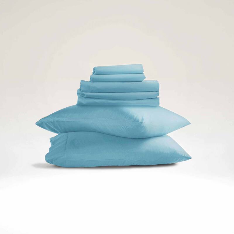 Emperyan 7 PC Bedding Set, Luxury Microfiber Duvet Cover With Sheets Bed Sets - Beach Blue - Full