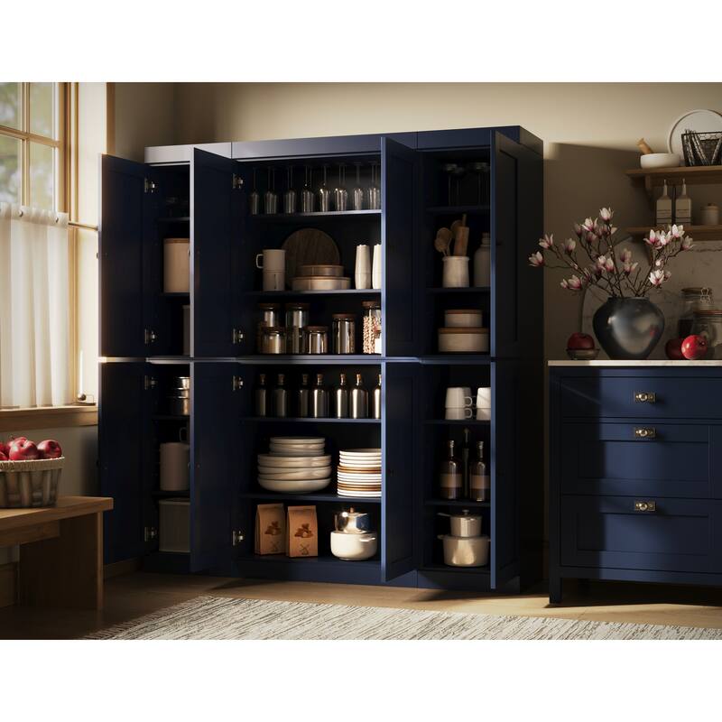 Palace Imports 100% Solid Wood 65" Pantry Cabinet with Shaker Doors and Adjustable Shelves