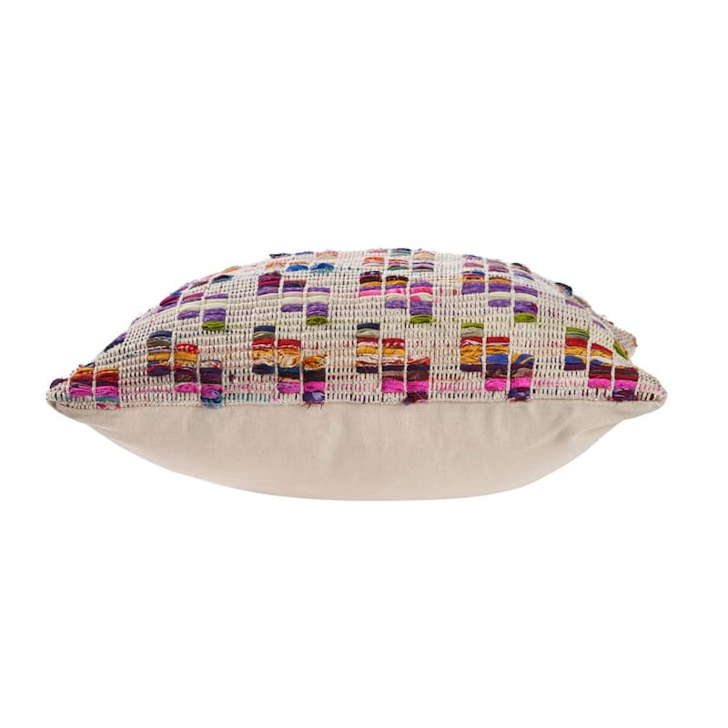 Sevita Eclectic Multicolored Chindi Throw Pillow