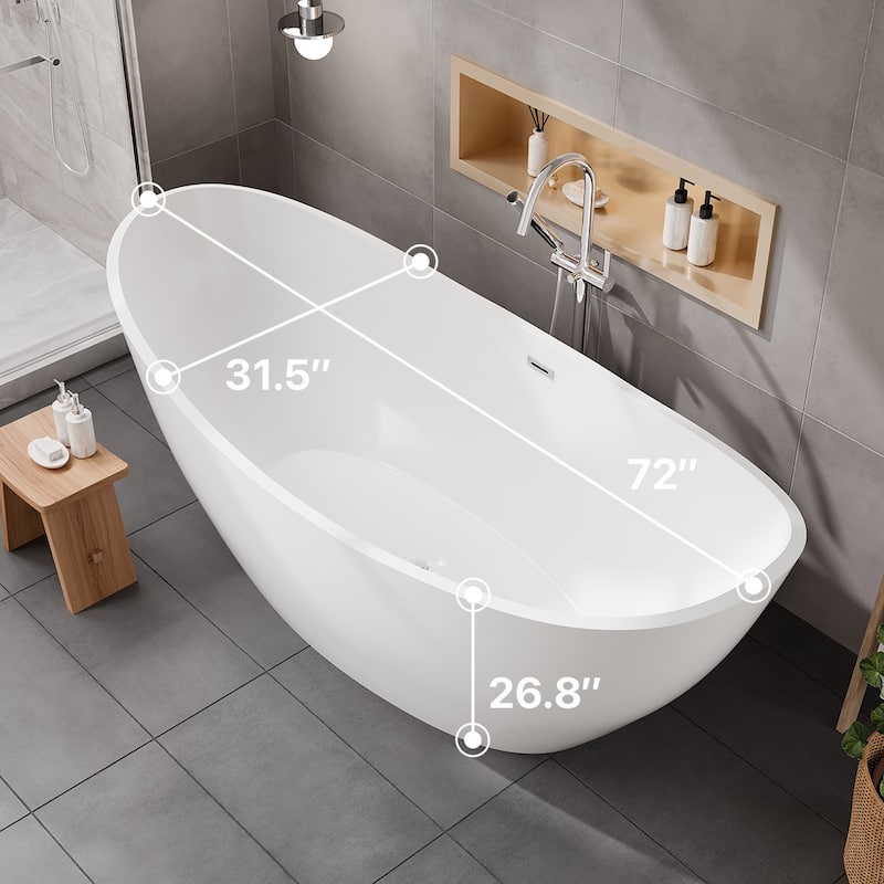 Eviva Bella Glossy White Acrylic Double Slipper Freestanding Bathtub