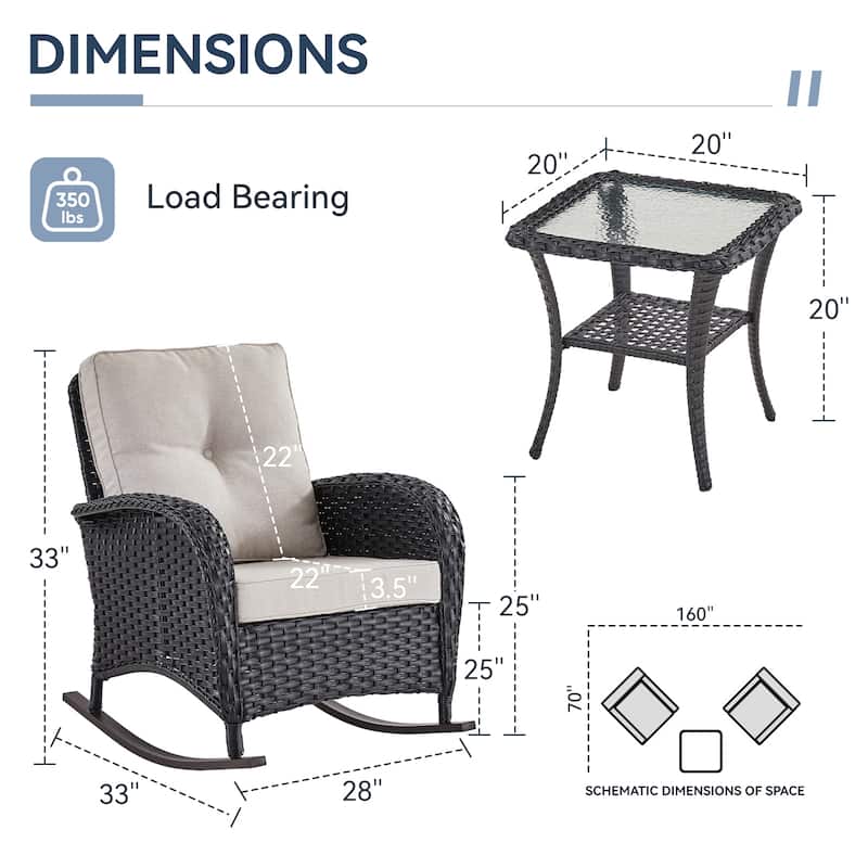Gymojoy Outdoor Rocking Chairs Set of 2 Patio Furniture Sets