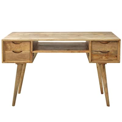 Marlon 45"W Mango Wood 4 Drawer Desk