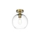 preview thumbnail 9 of 35, 1-light Flush-mount Ceiling Fixture w/ 10-in. Spherical Clear Glass Shade