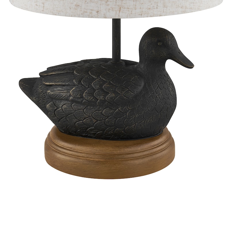 21"H Black Resin Duck Table Lamp With Shade - 12" x 12" x 21"