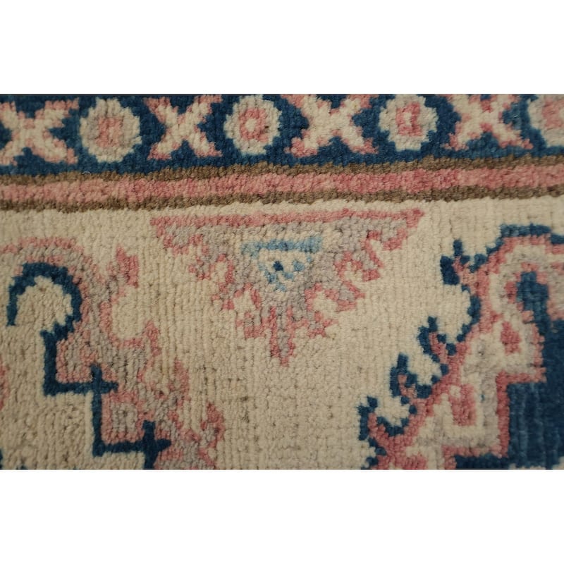 Hand Knotted Oriental 100% Wool Carpet Traditional Geometric Beige & Ivories Kazak Runner Rug - 16' 3'' X 3' 2''