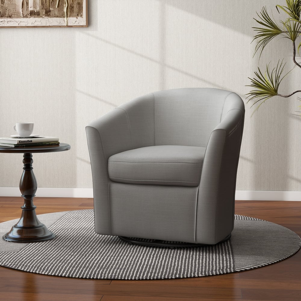 Linen Armchair Swivel Barrel Accent Chairs for Living Room