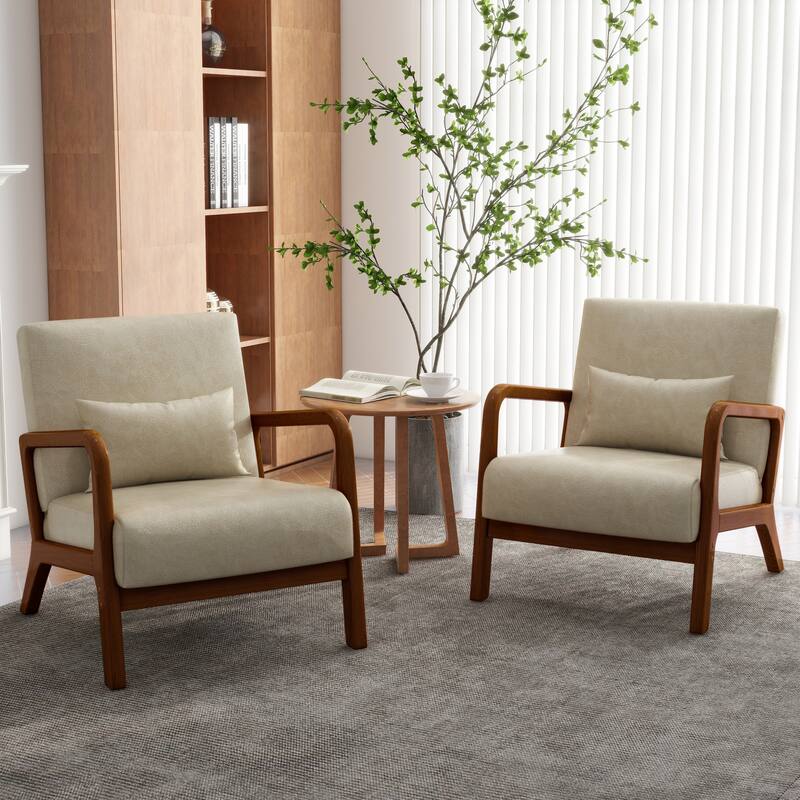 Upholstered Armchair Leisure Chair Accent Chairs Set of 2 with Pillow