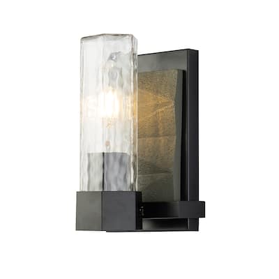 Navarre 1 Light Wall Sconce in Black and grey