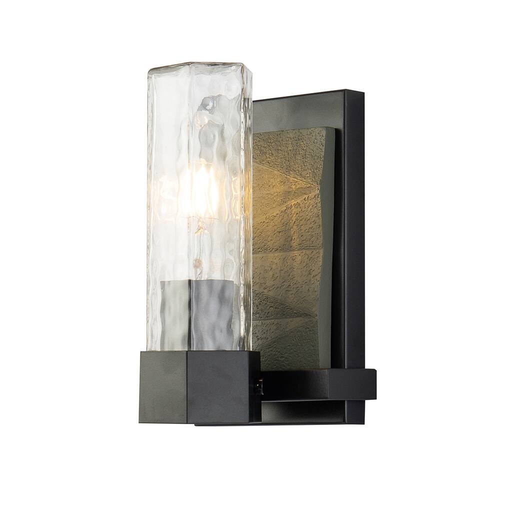 Navarre 1 Light Wall Sconce in Black and grey