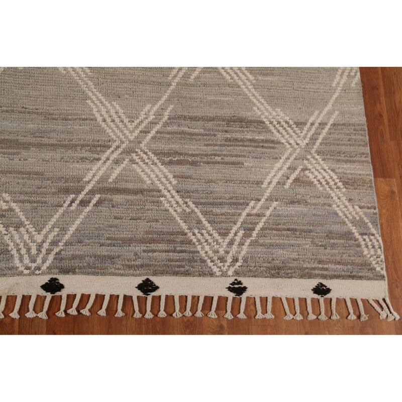 All-Over Trellis Moroccan Oriental Large Area Rug Handmade Wool Carpet - 9'8"x 14'8"