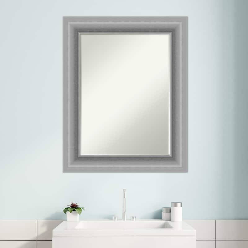 Petite Bevel Bathroom Wall Mirror - Peak Polished Nickel Frame - Peak Polished Nickel - 24 x 30 in