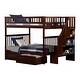 preview thumbnail 3 of 4, Woodland Staircase Bunk Bed Full over Full with 2 Drawers in Walnut
