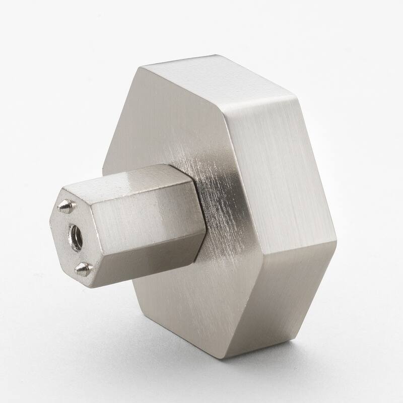 GlideRite 1-1/2 Inch Satin Nickel Hexagon Cabinet Knobs, 5-Pack - Satin Nickel
