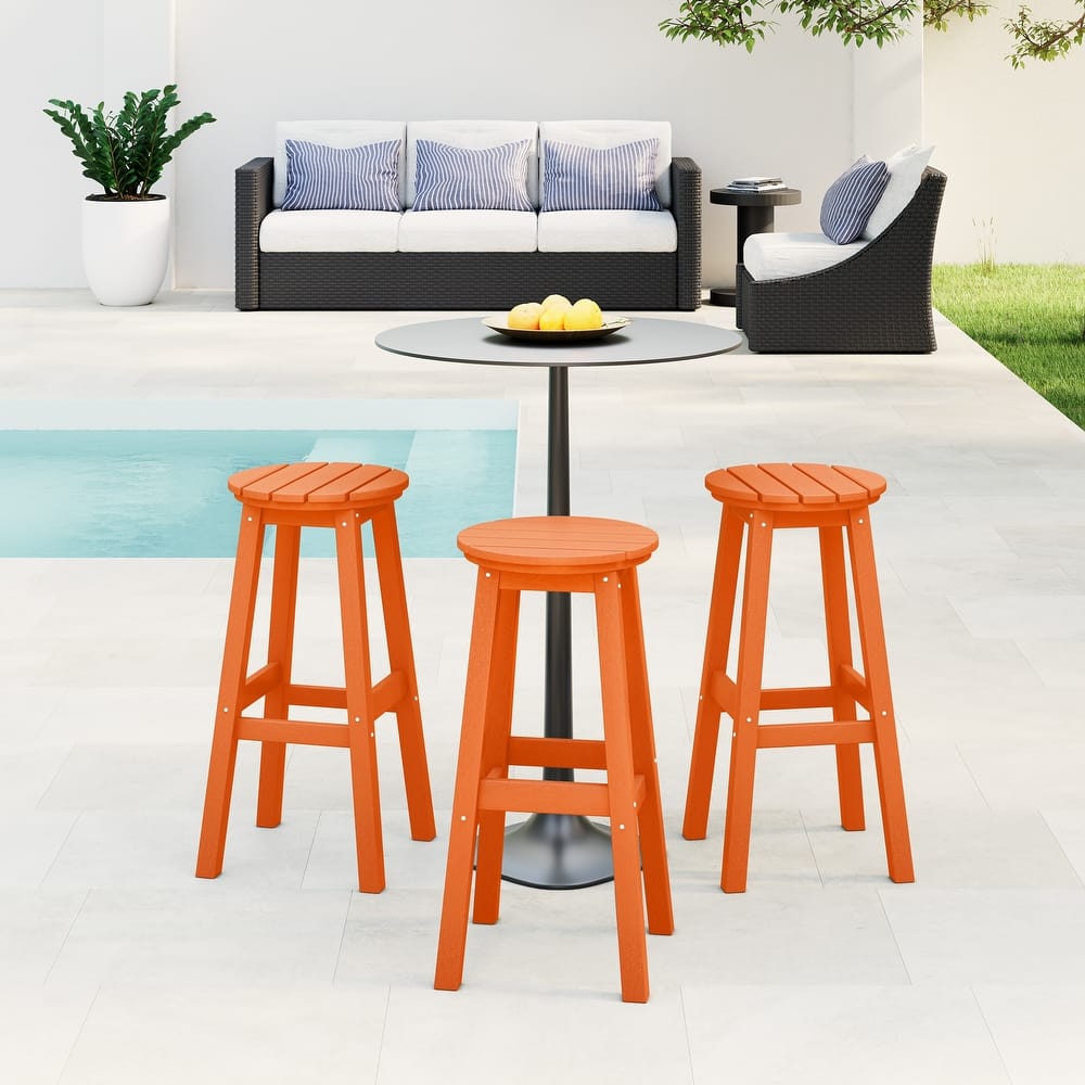 Laguna Hdpe All Weather Outdoor Patio 29" Round Bar Stool (Set Of 3)